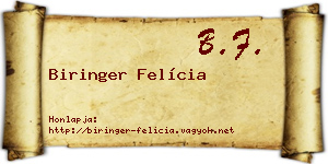 Biringer Felícia névjegykártya